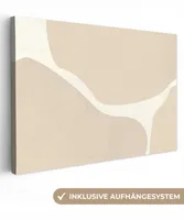 MuchoWow® - Leinwandbilder - Abstrakt - Beige - Moderne Kunst, Wandbild, Wanddeko Bilder Wohnzimmer, 120x80 cm
