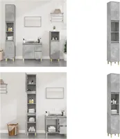 vidaXL Badschrank Betongrau 30x30x190 cm Holzwerkstoff - Badezimmerschrank - Badezimmerschränke - Badezimmermöbel - Badmöbel