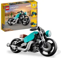 LEGO 31135 Creator 3in1 Oldtimer Motorrad Set, klassisches Motorrad-Spielzeug vom Straßenmotorrad zum Dragster Auto, Fahrzeug-Bauspielzeug für Kinder, Jungen und Mädchen