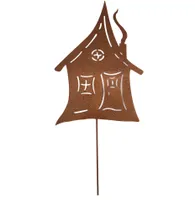 UNUS® Gartenstecker Hexenhaus Zauberhaft Rost Gartendeko Rostoptik Roststecker