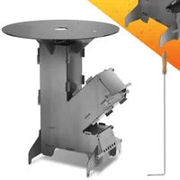 Jayseuw Raketenofen mit Feuerstellen-Poker für Dutch Oven Campingkocher Rocket Stove Grillen Camping Hobo Holzofen Feuerplatte 50cm