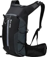 Fahrradrucksack 10L Wasserdicht Motorrad Rucksack Wanderrucksack Sportrucksack Damen Herren Tasche Schwarz+Grau