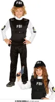FBI Kinder Kostüm Polizistin schwarz, Größe: 7 - 9 Jahre Farbe: Schwarz