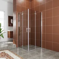 SONNI Eckdusche Duschkabine BxTxH: 100x90x195 cm Eckeinstieg Pendeltür Falttür Nano Glas Drehfalttür