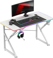 huzaro Hero 1.7 | herní stůl LED osvětlení | 120x60cm | držák na sluchátka | povrch z uhlíkových vláken | průchodka na kabel | bílá