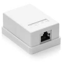 deleyCON 1x CAT 6a Netzwerkdose 1x RJ45 Buchse FTP geschirmt Aufputz Montage 10 Gbit Ethernet Netzwerk LAN Dose RAL 9003 Signalweiß
