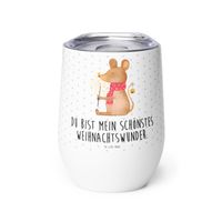 Mr. & Mrs. Panda Weinbecher Weihnachtsmaus - Weiß - Geschenk, Glühwein Becher, Weihnachtsmotiv, Weihnachten, Nikolaus, Advent, Heiligabend, Mäuschen, Weinbecher Reisen