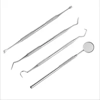 4er Zahnpflegeset, Edelstahl Zahnsteinentferner, Zahnarzt Instrument, Reinigung Plaque Sonde Dental Set, Zahnsonde,Scaler, Mundspiegel(  silber ,  8,1 * 0,8 * 21,5 cm)