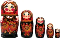 Matrjoschka Fantasie 5 Holzpuppen Höhe 18 cm Matröschka Babuschka Steckpuppen Matroschka Матрёшка