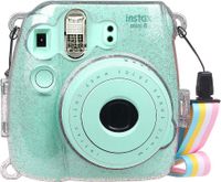 Fintie Tasche für Fujifilm Instax Mini 9 Mini 8 Mini 8+ Sofortbildkamera - Ultradünne PVC Hartschale Schutzhülle Reise Kameratasche Abdeckung mit Regenbogen abnehmbaren Riemen, Schimmernd Transparent
