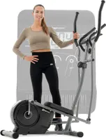 Hop-Sport Crosstrainer HS-2050C, Ellipsentrainer mit LCD-Display & Pulsmessung, leiser Crosstrainer für Zuhause - Magnet-Bremssystem & Transportrollen