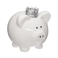 Sparschwein weiß mit Krone, Geschenk zu Hochzeit, Geburtstag, Taufe