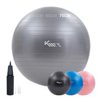 KM-Fit Gymnastikball 75 cm, Trainingsball mit Luft-Pumpe, Sitzball Büro Anti-Burst, BPA-Frei, Gymnastikbälle, Grau