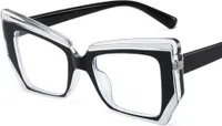 Brille Damen Mehrfarbig Blaulichtfilter Oversized Anti-Müdigkeit Schwarz