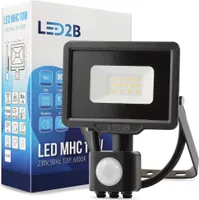 LED-2B MHC Außen Strahler Flutlicht 10W 800lm 230V, Aussenlampe mit Bewegungsmelder LED Wasserdicht Fluter Kaltweiß, Superhell Energiesparende Außenbeleuchtung