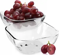 KADAX Glasschale "Carini", Salatschüssel, Quadratisch Glasschüssel, Schale, Transparent, 16 cm, 2 Stück