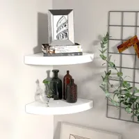 vidaXL Eck-Schweberegale 2 Stk. Hochglanz-Wei? 25x25x3,8 cm MDF