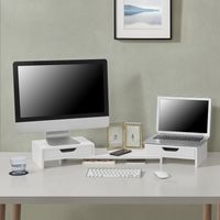 Monitorständer Marttila mit 2 Schubladen Monitorerhöhung 60x22x11cm Bildschirmerhöhung für Laptop Computer Notebook Weiß