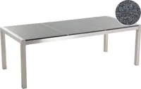 BELIANI Zahradní jídelní stůl Šedá a stříbrná žulová deska Stolní nohy z nerezové oceli Venkovní odpor 8 sedadel 220 x 100 x 74 cm
