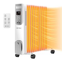 Olejový radiátor 2500 W elektrické topení s LCD displejem a dálkovým ovládáním, 12hodinový časovač, topení, termostat, automatické vypnutí, ochrana proti přehřátí Mobilní elektrické topení 2500 W - bílé