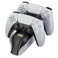 snakebyte TWIN:CHARGE 5 - weiß - Ladestation für 2x PlayStation 5 DualSense Controller, 2 Std. Schnellladung, LED-Ladestatusanzeige, PS5-Design