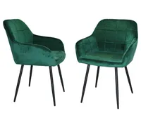 2x Esszimmerstuhl Vaasa T501 Sitzfläche Kunstleder grün grün dunkle Beine 