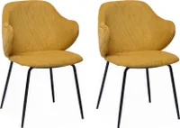 SalesFever Armlehnstuhl | 2er Set | Bezug Texturstoff | Gestell Metall | B 54 x T 55 x H 83 cm | goldfarben – schwarz matt
