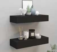vidaXL Wandregale mit Schubladen 2 Stk. Schwarz 60x23,5x10 cm MDF