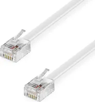 deleyCON 3,0m Telefonkabel RJ11 Modularkabel 6P4C Westernkabel RJ11 auf RJ11 Stecker Flachkabel Telefondose Modem Router Fax ISDN DSL VDSL Internet Weiß