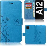 Samsung Galaxy A12 / M12 Bookstyle Flower Blau