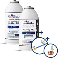 EasyKlima + plyn R134a + sada adaptérů pro autoklimatizaci HP/LP pro vozidla z let 1995-2016