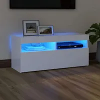 vidaXL Szafka pod telewizor z oświetleniem LED biała 90x35x40 cm