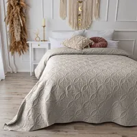 Tagesdecke Bettüberwurf Überwurf Ornamente Bett Überwurf gesteppt  Beige 240cm x 260cm