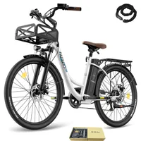 E-Bike Pannensichere Reifen 26 Zoll 36 V 20,3 Ah 730,8 Wh bis zu 160 - 200 km Wasserdicht IP54 Citybike 250 W Unisexfahrrad mit 7 Gang, Weiß