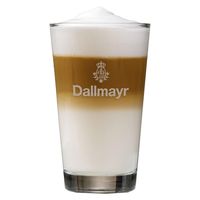 Dallmayr Latte Macchiato Glas mit grauem Aufdruck, Cappuccino, Kaffeeglas, Milchkaffee, 250 ml