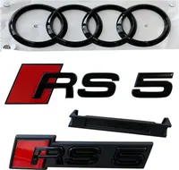Oryginalny czarny emblemat osłony chłodnicy Audi RS5 Black Edition PAKET + tył + pierścienie