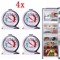 4x Refrigerator Thermometer Stainless Steel Kitchen Thermometer, Kühlschrankthermometer Large Dial with Red Display, Temperature Meter for Refrigerators