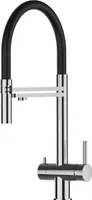 3 Wege Wasserhahn Edelstahl Massiv Küchenarmatur mit Schwarz 360° schwenkbarem Auslauf und abnehmbare 2 strahl Handbrause - Edelstahl Hochglanz