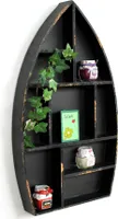 DanDiBo Úložný box Loď Zberateľská vitrína čierna 12111 Loft 58 cm Ošumelý vidiecky dom Nástenná polica