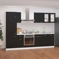 vidaXL 8-częściowa szafka kuchenna z czarnego drewna