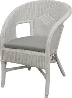 KRINES HOME Rattan-Sessel / Stapelsessel Bella in der Farbe Weiss mit Polster, aus Natur-Rattan