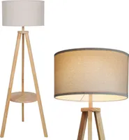 Puluomis Stehlampe Stehleuchte Standleuchte standlampe Bodenlampe, Holz Regal, mit Fußschalter,  E27 Beleuchtung für Schlafzimmer Wohnzimmer Beige