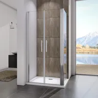 75X90X195cm Duschtür Dusche Pendeltür Nischentür Duschkabine Duschabtrennung Schwingtür 6mm NANO ESG