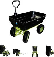 Gartenwagen mit Kippfunktion 400kg 125 L mit Deichsel für Rasentraktor Quad oder Handgriff