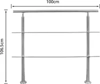 VINGO Treppengeländer Geländer Edelstahl 100 cm 2 Querstreben Ø 42mm für Innen und Außen Garten Treppenhaus