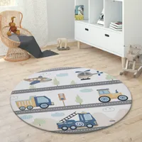Kinderteppich Teppich Rund Kinderzimmer Spielmatte Babymatte Stern Mond Elefant Regenbogen Grösse Ø 80 cm Rund