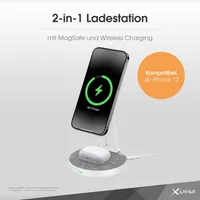 XLAYER 219852 XLAYER MagFix Pro 2 in 1 Induktive Ladestation grau, weiß, 15 Watt