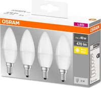 Osram Base LED sviečka 4-pack E14 teplá biela 40W žiarovka 10 SETS