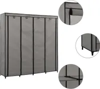 Möbel Kleiderschrank mit 4 Fächern Grau 175 x 45 x 170 cm - Kleiderschränke 282448
