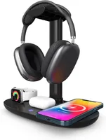 Kopfhörer Ständer mit Wireless Ladegerät,Gaming-Headset-ständer Headset Halterung Wireless Charge Kopfhörer Halter（Schwarz）